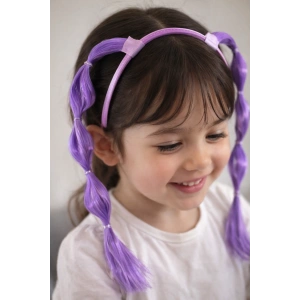 Mor Renk Saç Detaylı Çocuk Taç