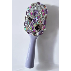 Mor Renk Taş Ve İnci Detaylı Saç Tarama Fırçası/ Tarak