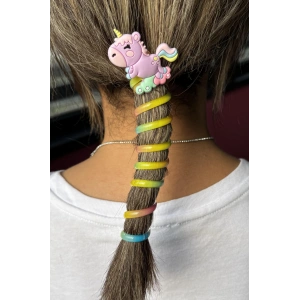 Mor Renk Unicorn Figürlü Yaylı Spiral Toka