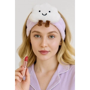 Mor Ve Beyaz Renk Bulut Figürlü Peluş Saç Bandı