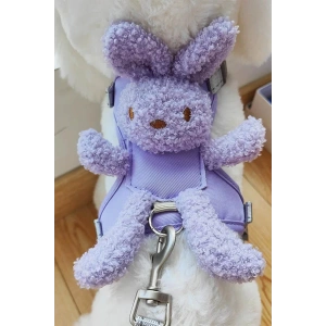 Mor Ve Gri Renk Ayıcık Figürlü Bel Göğüs Ayarlanabilir Kedi/Köpek Tasma