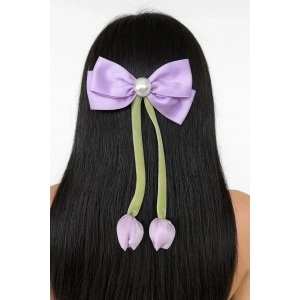 Mor Ve Yeşil Renk Karışık Figürlü İnci Detaylı Otomat Toka