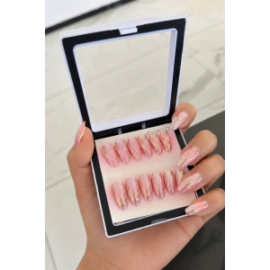 Pembe Renk 12li Takma Tırnak (Yapıştırıcılı)