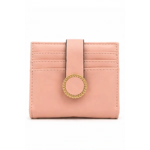 Pembe Renk 2 Bölmeli Deri Kadın Kartlık/Cüzdan