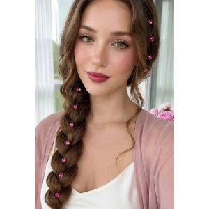 Pembe Renk 8li Saç Küpesi