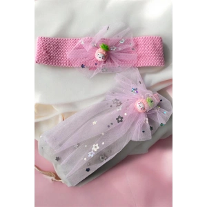 Pembe Renk Ananas Figürlü Yan Toka Ve Saç Bandı Set