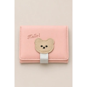 Pembe Renk Ayıcık Figürlü Cüzdan/Kartlık