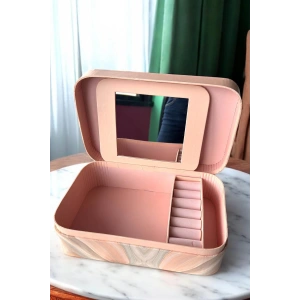 Pembe Renk Ayna Detaylı Takı Organizeri