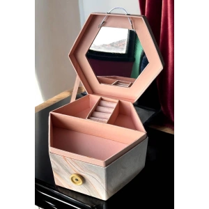 Pembe Renk Ayna Detaylı Takı Organizeri