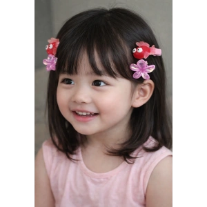 Pembe Renk Balık Ve Lotus Figürlü Mandal/Yan Toka Set