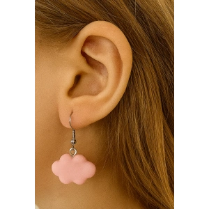 Pembe Renk Bulut Figürlü Çocuk Küpe (Çift)