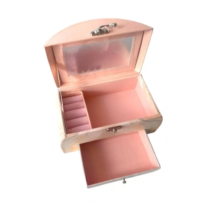 Pembe Renk Çekmeceli Ve Ayna Detaylı Takı Organizeri
