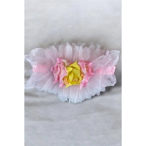 Pembe Renk Çiçek Figürlü Çocuk/ Bebek Saç Bandı
