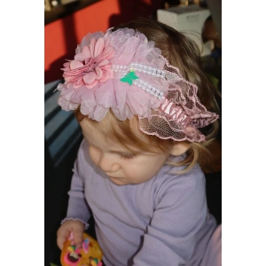 Pembe Renk Çiçek Figürlü Çocuk/ Bebek Saç Bandı