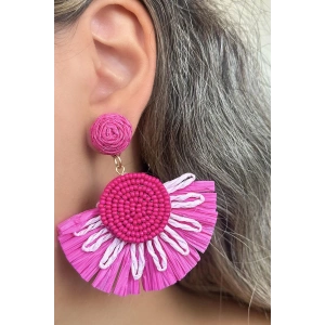 Pembe Renk Çiçek Figürlü Küpe (Çift)