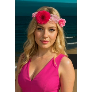 Pembe Renk Çiçek Figürlü Taç