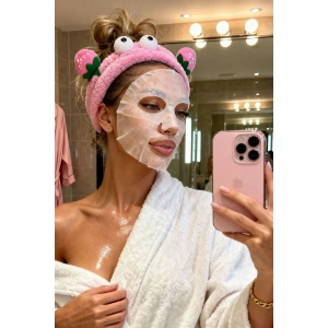 Pembe  Renk Çilek Ve Göz  Figürlü Peluş Saç Bandı