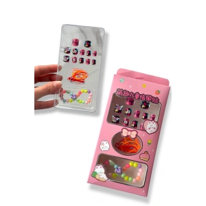 Pembe Renk Çocuk Tırnak /Bileklik /Toka/Takma Tırnak Set