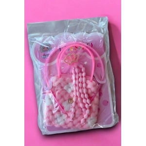 Pembe Renk Çocuk Toka Çanta Taç Set