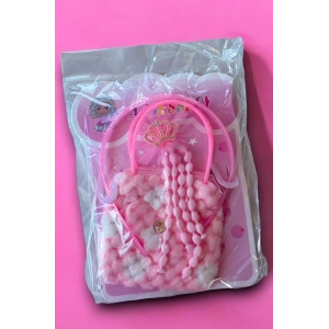 Pembe Renk Çocuk Toka Çanta Taç Set