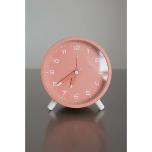 Pembe Renk Dekoratif Işıklı Alarmlı Masa Saati