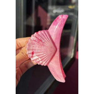 Pembe Renk Deniz Kabuğu Figürlü Kemik Mandal Toka