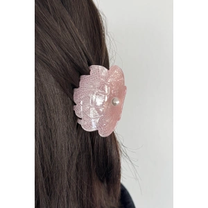 Pembe Renk Deniz Kabuğu Figürlü Kemik Mini Mandal Toka