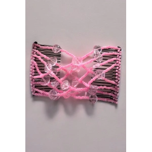 Pembe Renk Deniz Kabuğu Figürlü Tel Tarak Toka