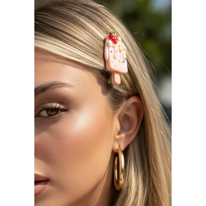 Pembe Renk Dondurma Figürlü Yan Toka