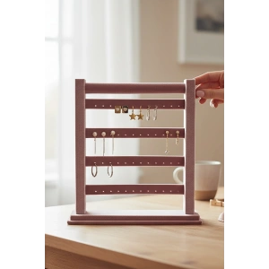 Pembe Renk Dört Katlı Küpe Düzenleyici / Organizer