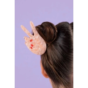 Pembe Renk El Figürlü Kemik Mandal Toka