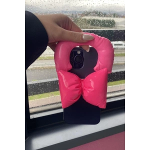 Pembe Renk Fiyonk Figürlü Telefon Aksesuarı