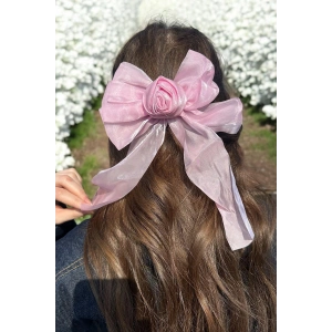 Pembe Renk Gül Figürlü Kurdele Pens Toka