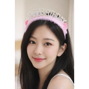 Pembe Renk Happy Birthday Yazılı Taç