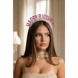 Pembe Renk Happy Birthday Yazılı Taç