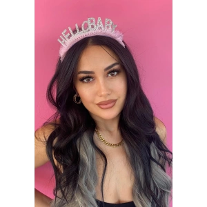 Pembe Renk Hello Baby Yazı Figürlü Çocuk Taç