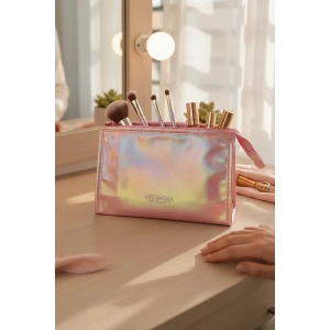 Pembe Renk Hologramlı Makyaj Çantası