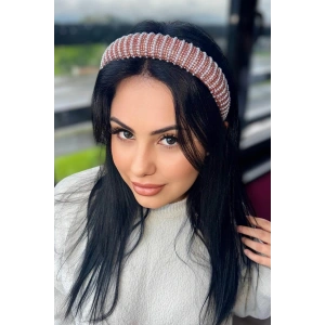 Pembe Renk İnci Detaylı Taşlı Taç