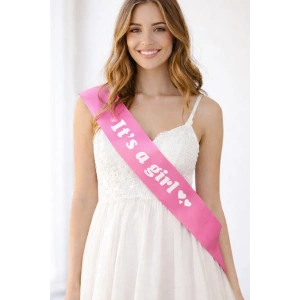 Pembe Renk Its A Girl Yazılı Kuşak Kurdelesi