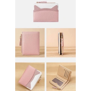 Pembe Renk Kadın Deri Cüzdan/Kartlık