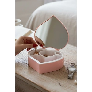 Pembe Renk Kalp Figürlü Aynalı Takı Organizeri