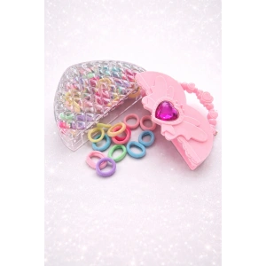 Pembe Renk Kalp Figürlü Kutu Toka Set