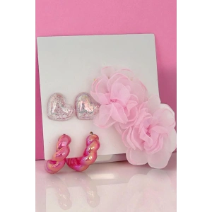 Pembe Renk Karışık Figürlü 6lı Küpe Set