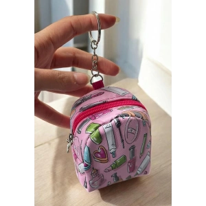 Pembe Renk Karışık Figürlü Anahtarlık Cüzdan