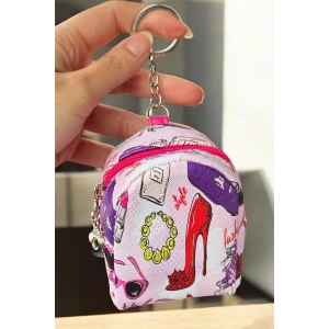 Pembe Renk Karışık Figürlü Anahtarlık Cüzdan