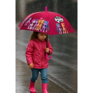 Pembe Renk Karışık Figürlü Kılıflı Çocuk Şemsiye