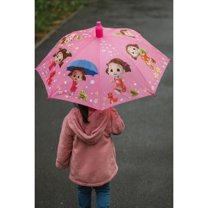 Pembe Renk Karışık Figürlü Kılıflı Çocuk Şemsiye