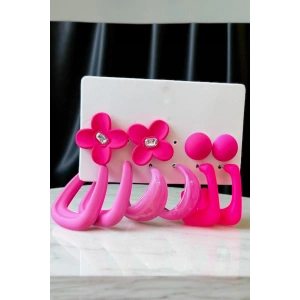 Pembe Renk Karışık Figürlü Küpe Set