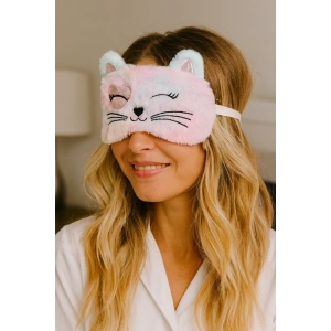Pembe Renk Kedi Figürlü Peluş Uyku Bandı