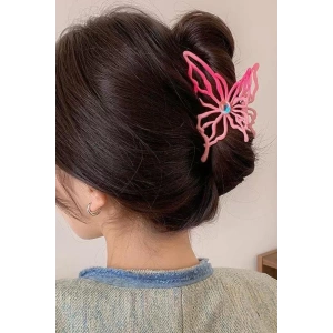 Pembe Renk Kelebek Figürlü Metal Mandal Toka